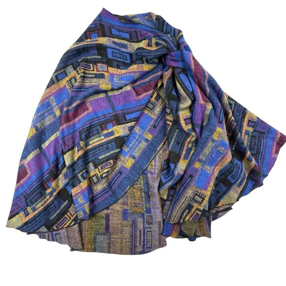 Rapti Fashion 100% Cashmere Reversible Shawl Wrap Geometric Colorful Ultra Soft - Picture 1 of 8